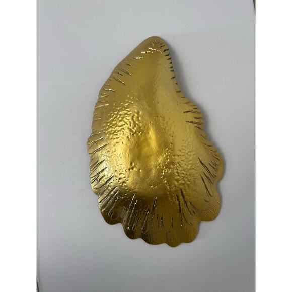 Rusty Gold Red Glass Bowl LARGE Handmade Gold Copper Backpainted 13.5x9” Oyster - Picture 6 of 8